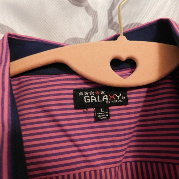 Galaxy Men's Pink & Navy Pin Strip Shirt - NWT - L - Picture 4 of 5
